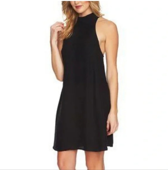1.State Nordstroms Elegant Black Mock Neck Sleeveless Midi Dress Size Medium - Picture 1 of 8